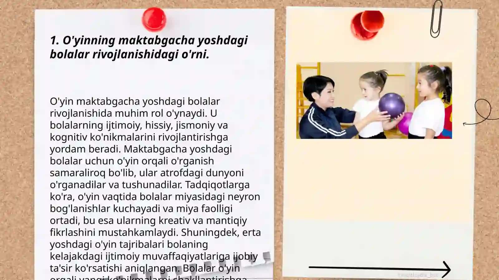 O'yinning maktabgacha yoshdagi bolalar rivojlanishidagi o'rni 3