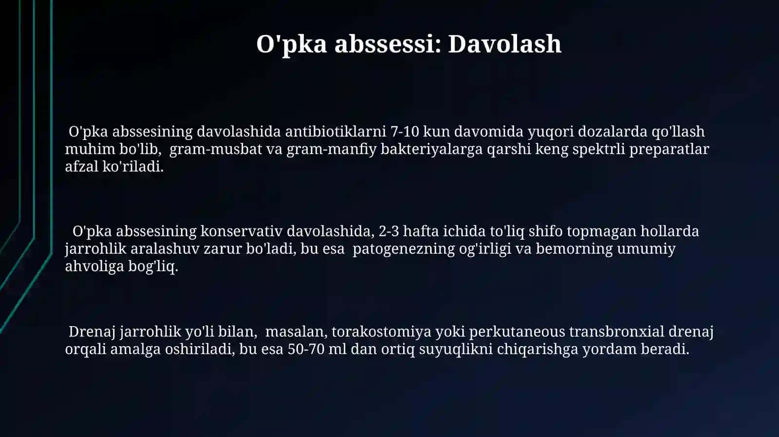 O'pkaning yiringli kasalliklari, o'pka absessi va gangrenasi 3