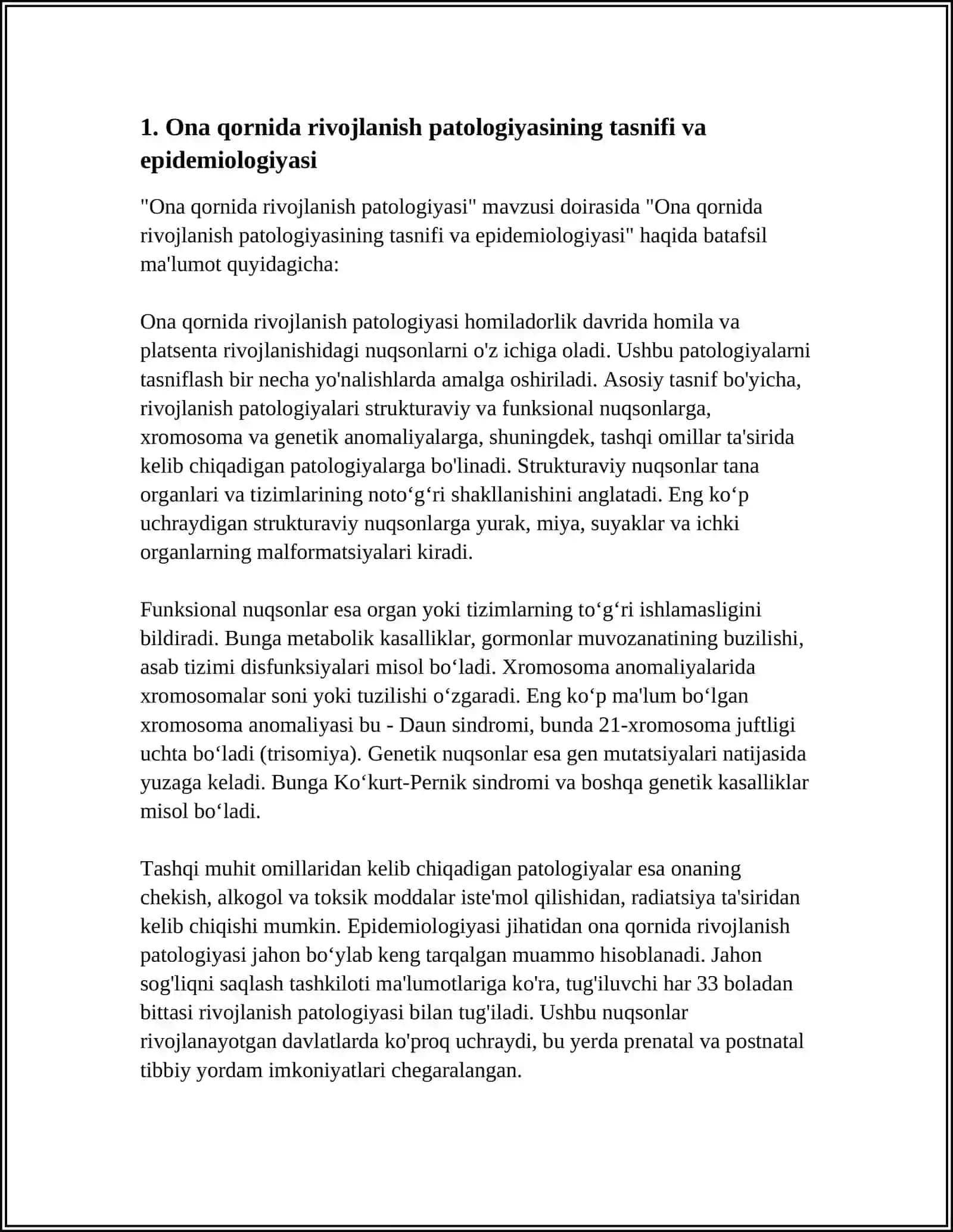 ONA QORNIDA RIVOJLANISH PATOLOGIYASI 3