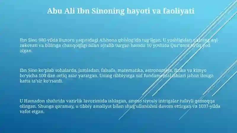 Abu Ali Ibn Sino: Hayoti va Faoliyati 3