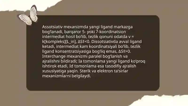 Kompleks birikmalarning koordinatsion ligandlarning reaktivligi 3