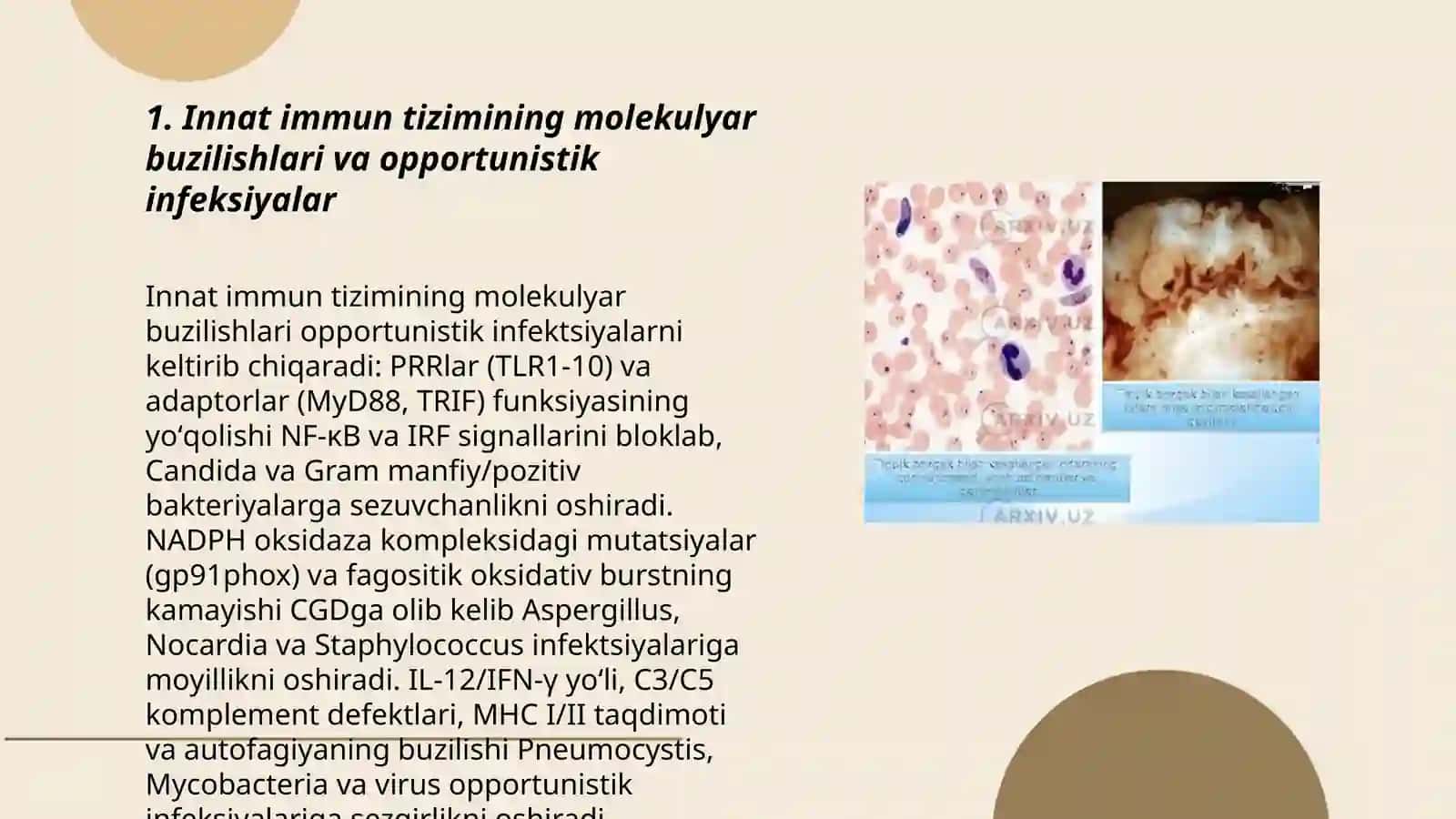 Immuntanqisliklarda opportunistik infeksiyalar kelib chiqishining molekulyar mexanizmi 3