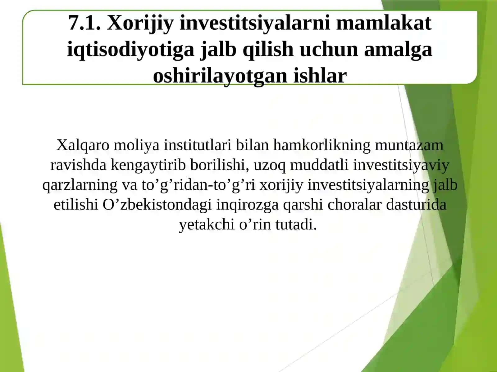 Xorijiy investorlar uchun O’zbekiston iqtisodiyotini jalb qiluvchanligi 3