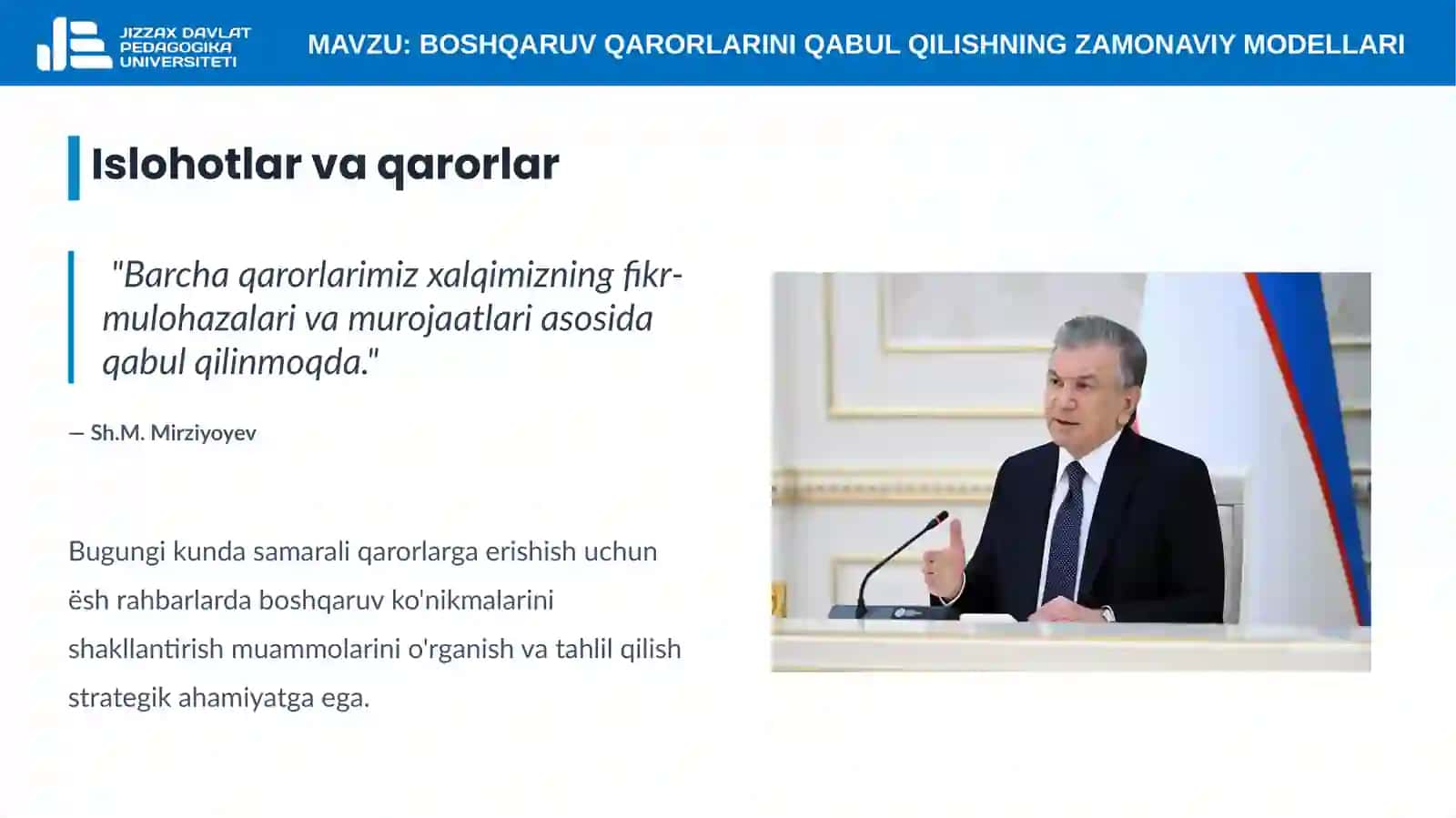 18-mavzu. Boshqaruv qarorlarini qabul qilishning zamonaviy modellari 3