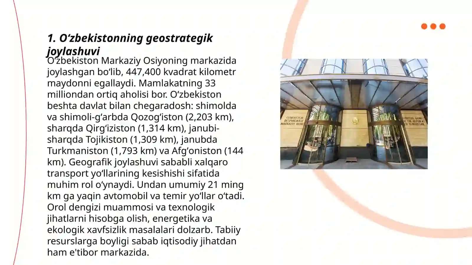 Oʻzbekistonning Markaziy Osiyoda tinchlik va barqarorlik taʼminlanishidagi oʻrni 3