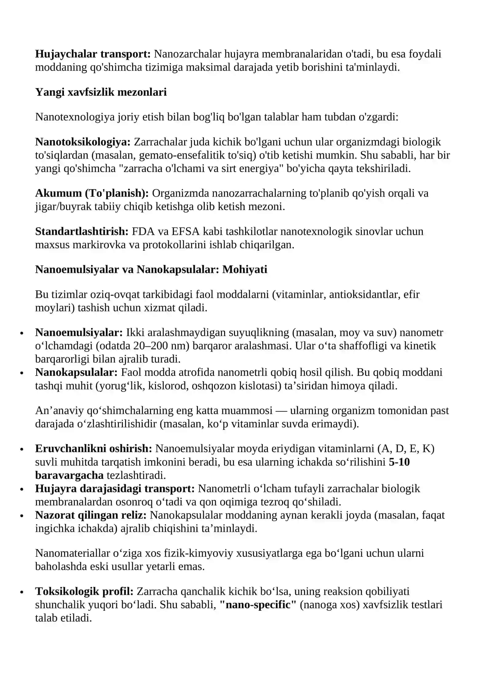 Nanotexnologiya asosidagi yangi qo‘shimchalar: nanoemulsiyalar, nanokapsulalar (MIT Nanotech Lab) 3