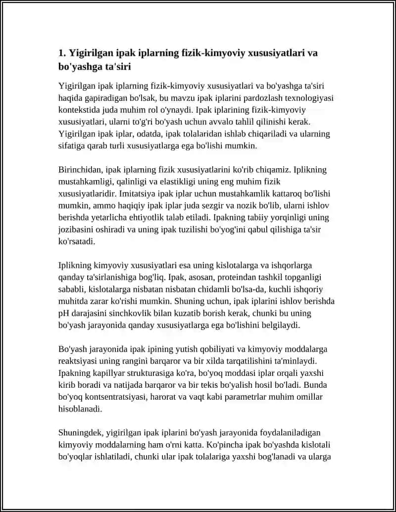 YIGIRILGAN IPAK IPLARINI PARDOZLASH TEXNOLOGIYASI 3