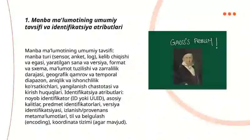 Manba ma'lumotlarining birlamchi tavsifi. Maʼlumotlarni taqsimlash 3