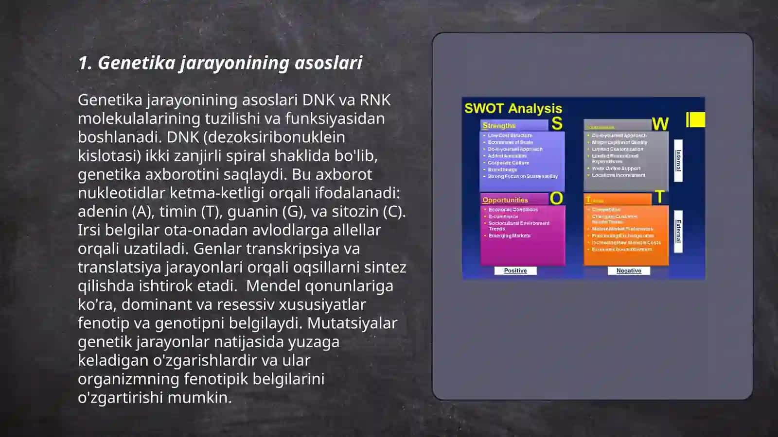 Genetika biosintezi jarayoni va swot tahlili 3