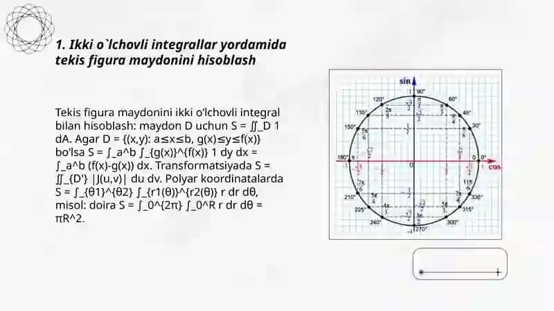 Ikki va uch o`lchovli integrallarni geometriya va mexanika masalalarini yechishga tadbiqlari 3