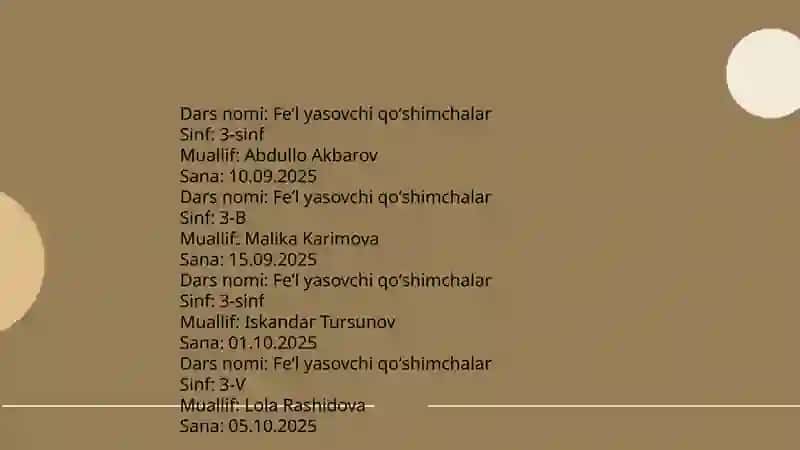 Feʼl yasovchi qoʻshimchalar 3