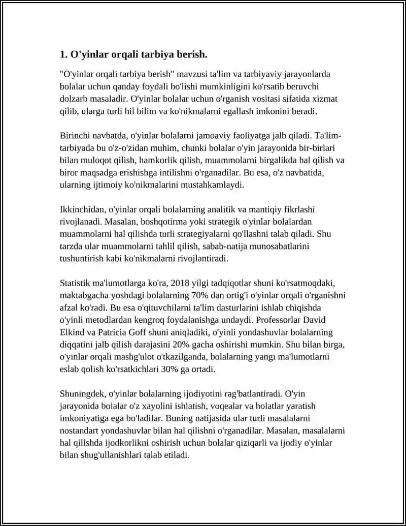 MAKTABGACHA TALIMDA TARBIYA BERISH USULLARI VA VOSITALARI 3
