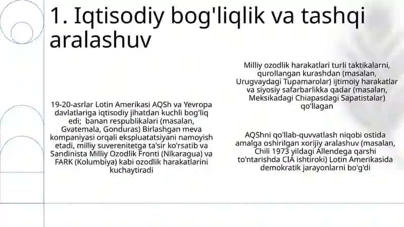 Lotin Amerikasi mamlakatlarida milliy ozodlik harakatlari 3
