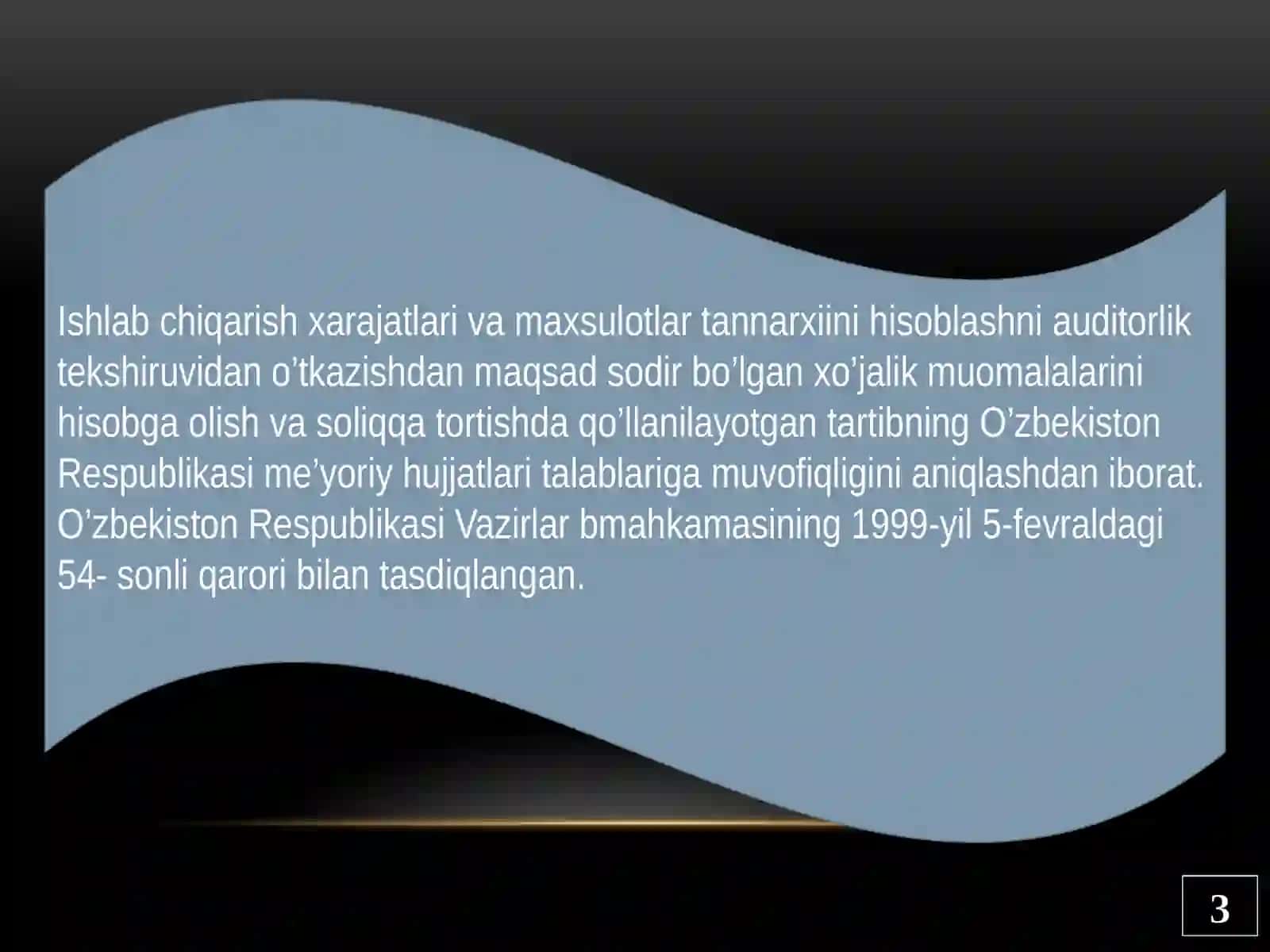 KORXONADA ISHLAB CHIQARISH HARAJATLARI AUDITINI O’TQAZISHNI REJALASHTIRISH 3