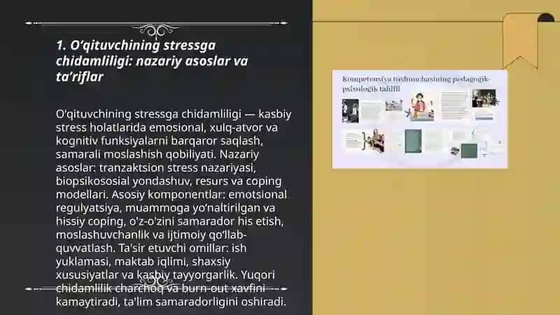 Oʻqituvchining stressga chidamliligi va emotsional barqarorligi:kasbiy psixologik tayyorgarlik 3