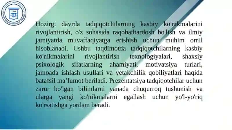 Tadqiqotchilar-ning kasbiy ko'nikmalarini rivojlantirish texnologiyalari 3