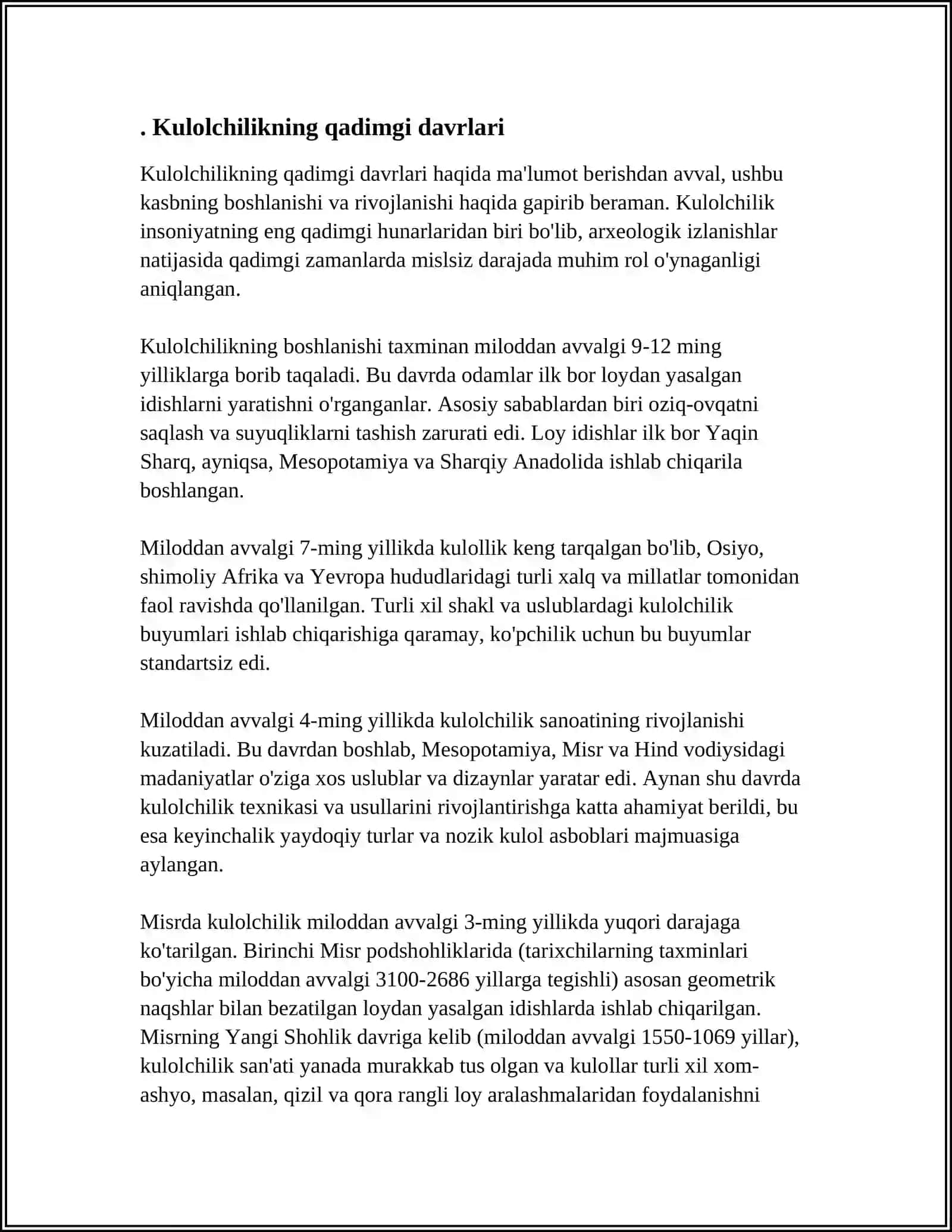 KULOLCHILIKNI VUJUDGA KELISHI VA RIVOJLANISHI 3