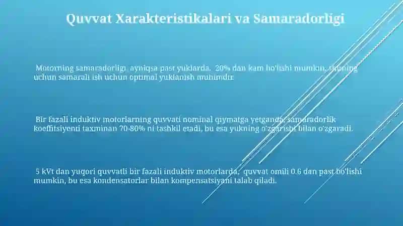 Bir Fazali Induksiya Motorlarining Qo'llanilishi va Texnik Xususiyatlari 3