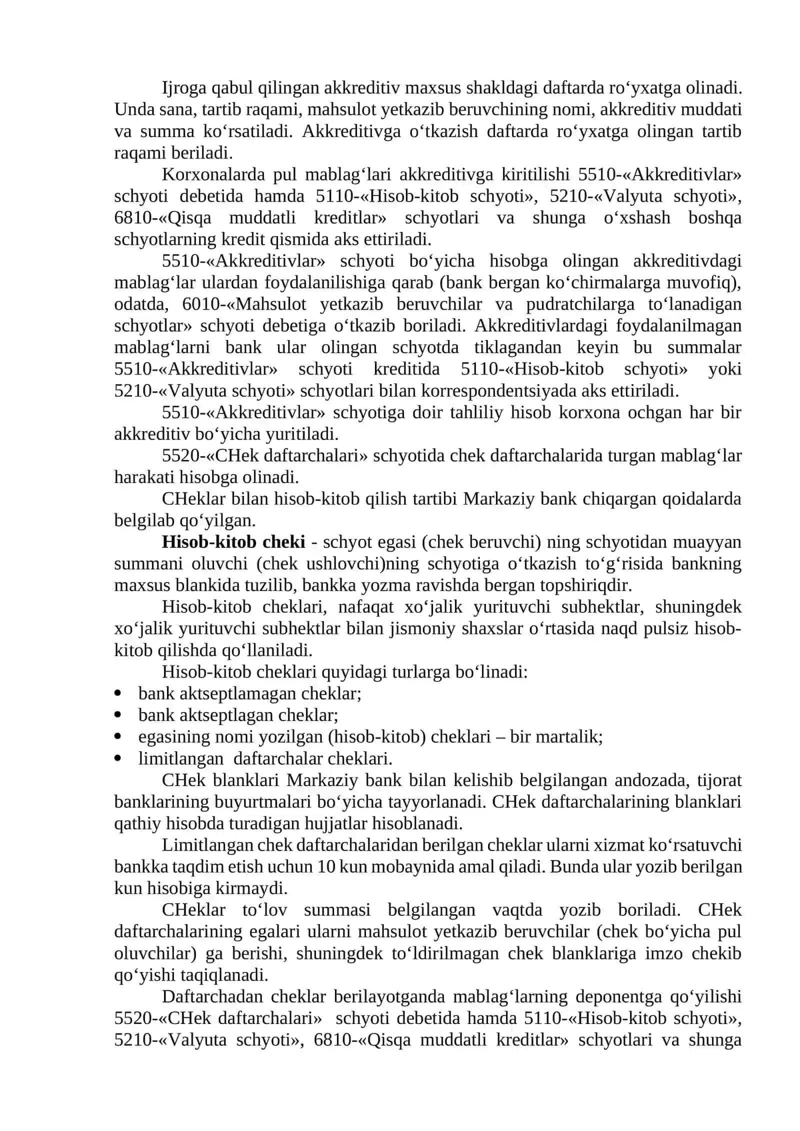 Banklarda ochilgan maxsus hisob varaqalar hisobi 3