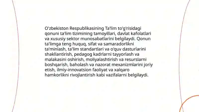 O'zbekiston Respublikasining ta'lim to'g'risidagi qonuni va uning mohiyati 3