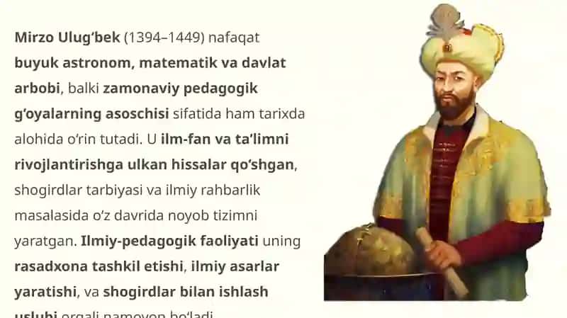 Mirzo Ulug‘bek va Zahiriddin Muhammad Bobur: pedagogik g‘oyalar va ma’rifatparvarlik xizmatlari 3