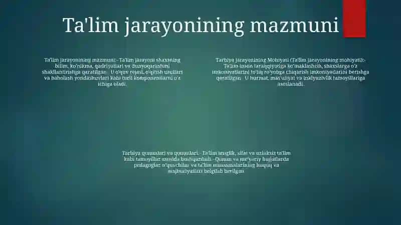 Tarbiya Jarayonining Mohiyati Va Mazmuni. Tarbiya Qonuniyatlari Va Tamoyillari 3
