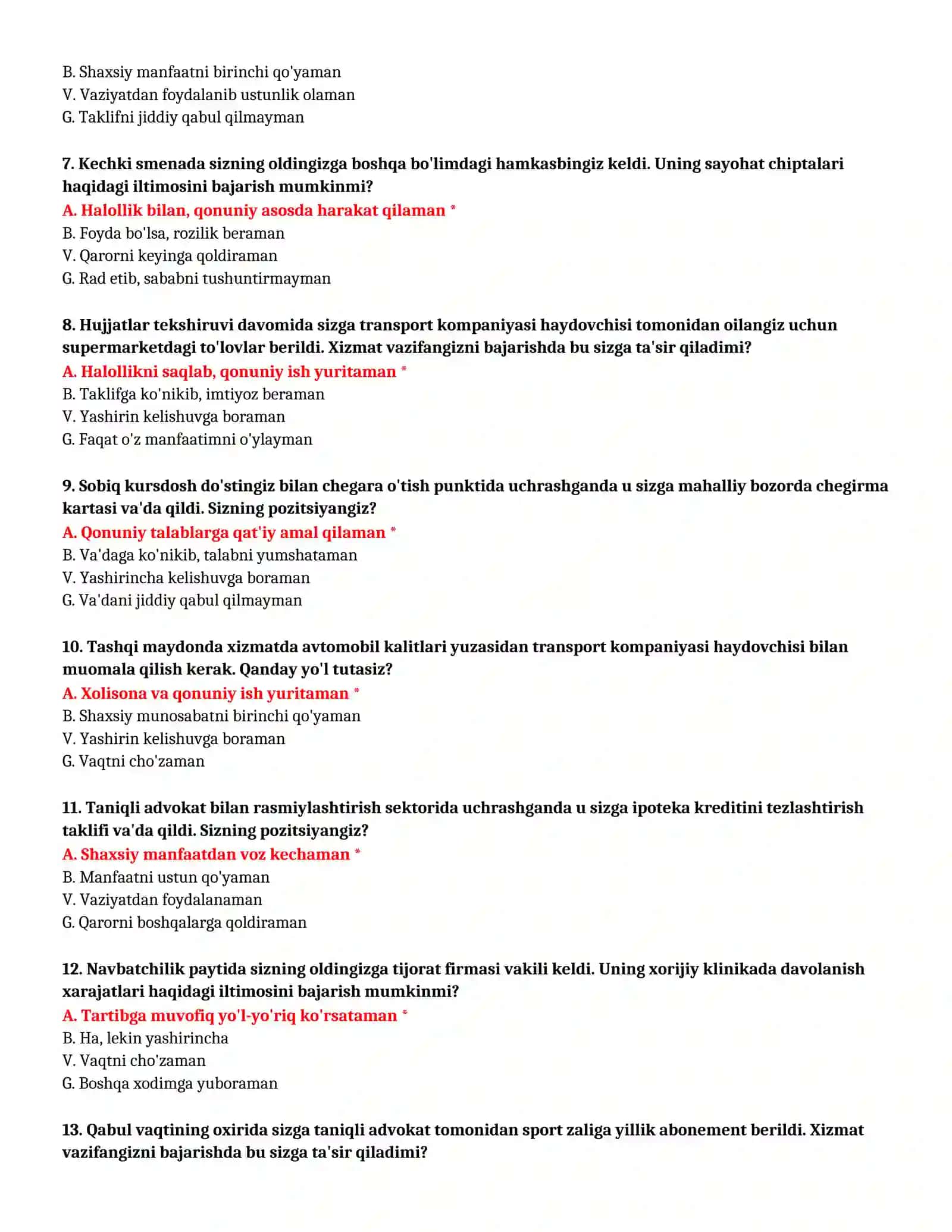 BOJXONA AKADEMIYASI - SUHBAT TESTLARI (№ 3) 3