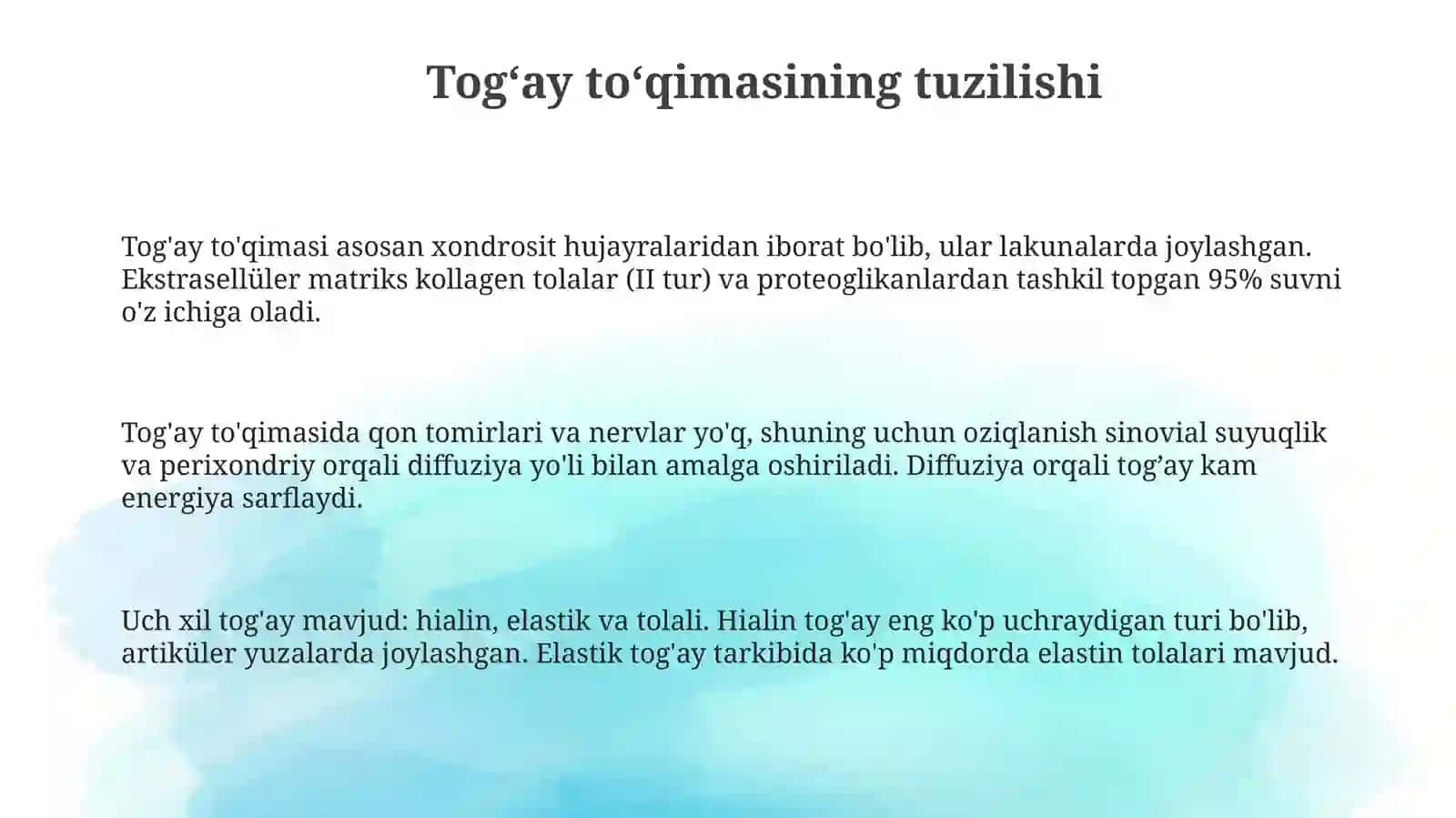 Togʼay va suyak toqmalarning tuzilishini 3