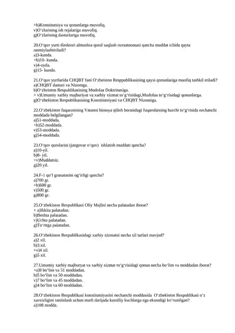 CHQBT fanidan test savollari 3