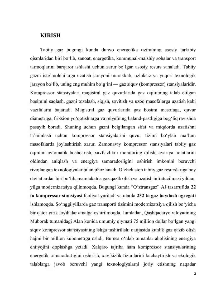 Har xil turdagi gaz uzatuvshi agregatlar bilan jihozlangan siquv kompressor stansiyalari 3