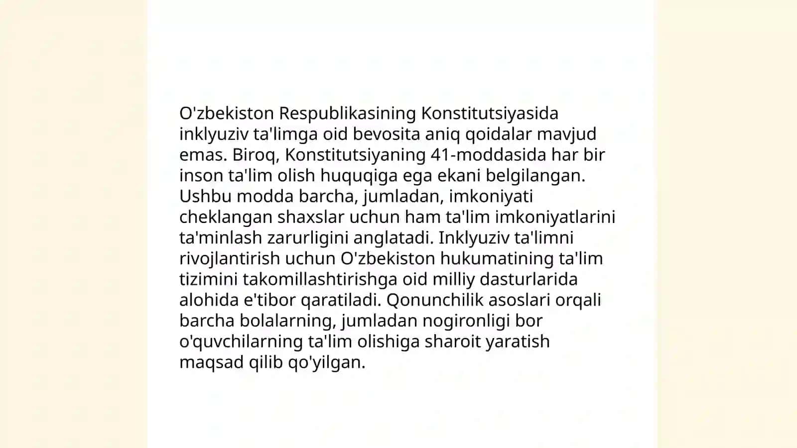O'zbekistonda inklyuziv ta'limning me'yoriy - huquqiy bazasini tahlil qilish 3