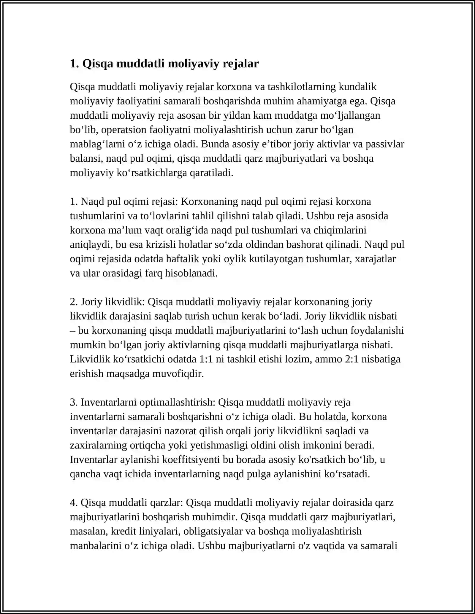 TO LOV BALANSINI QISQA VA UZOQ MUDDATLI TARTIBGA SOLISH USULLARI 3