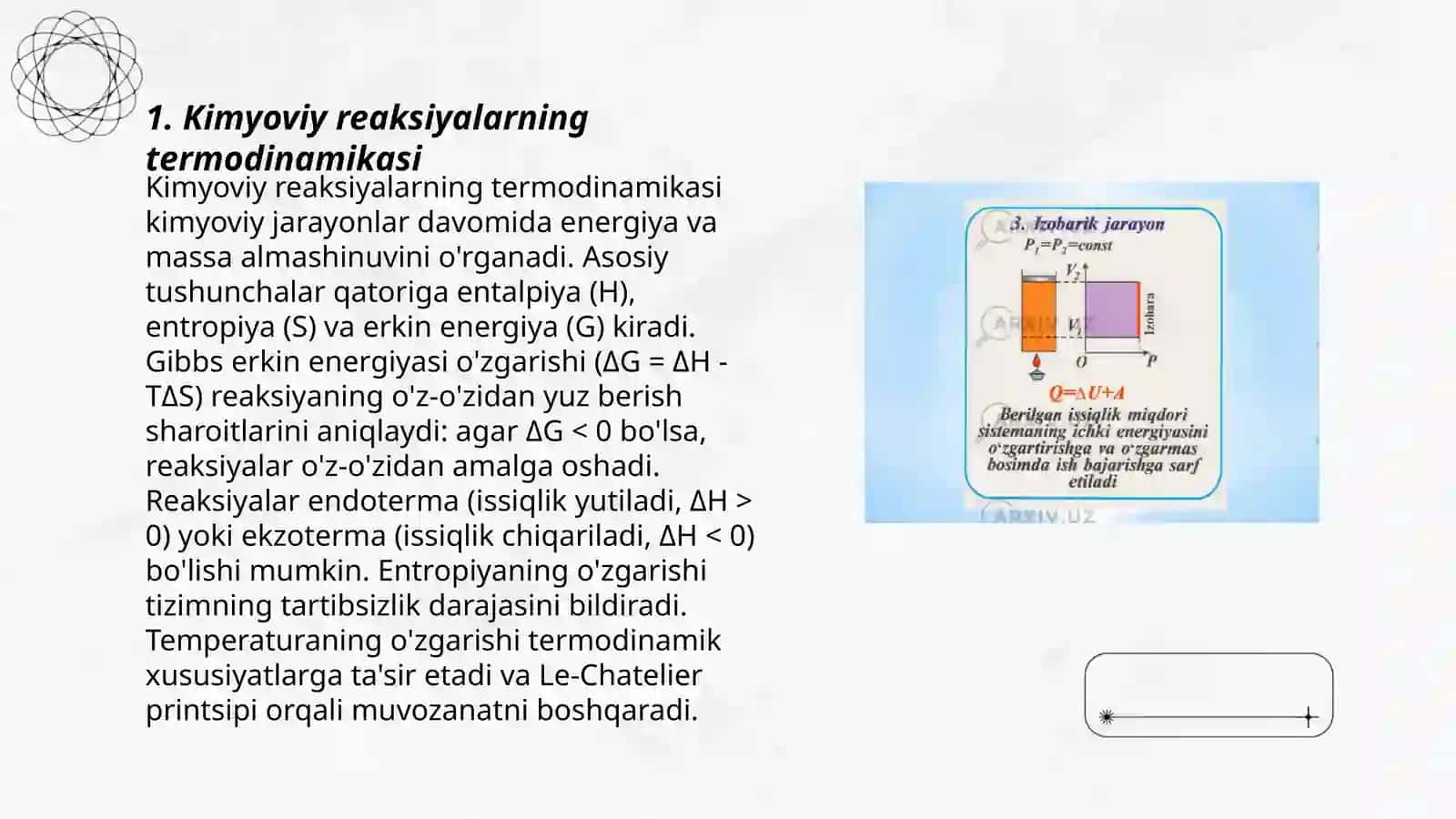 Fizikaviy kimyo fani haqida maʼlumot. Kimyoviy termodinamika 3