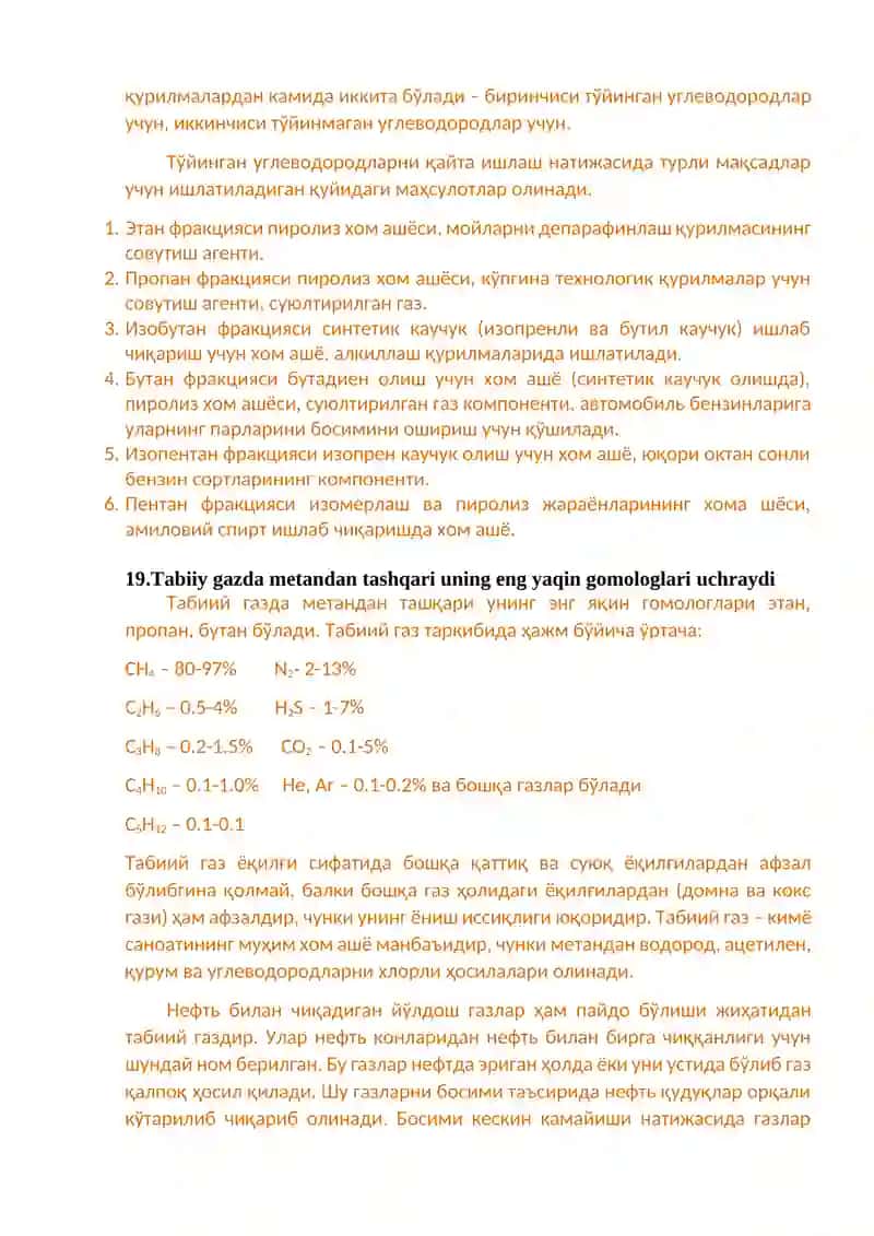 "Gazni chuqur qayta ishlashtexnologiyasi" fanidan oraliq nazorat savollari 3