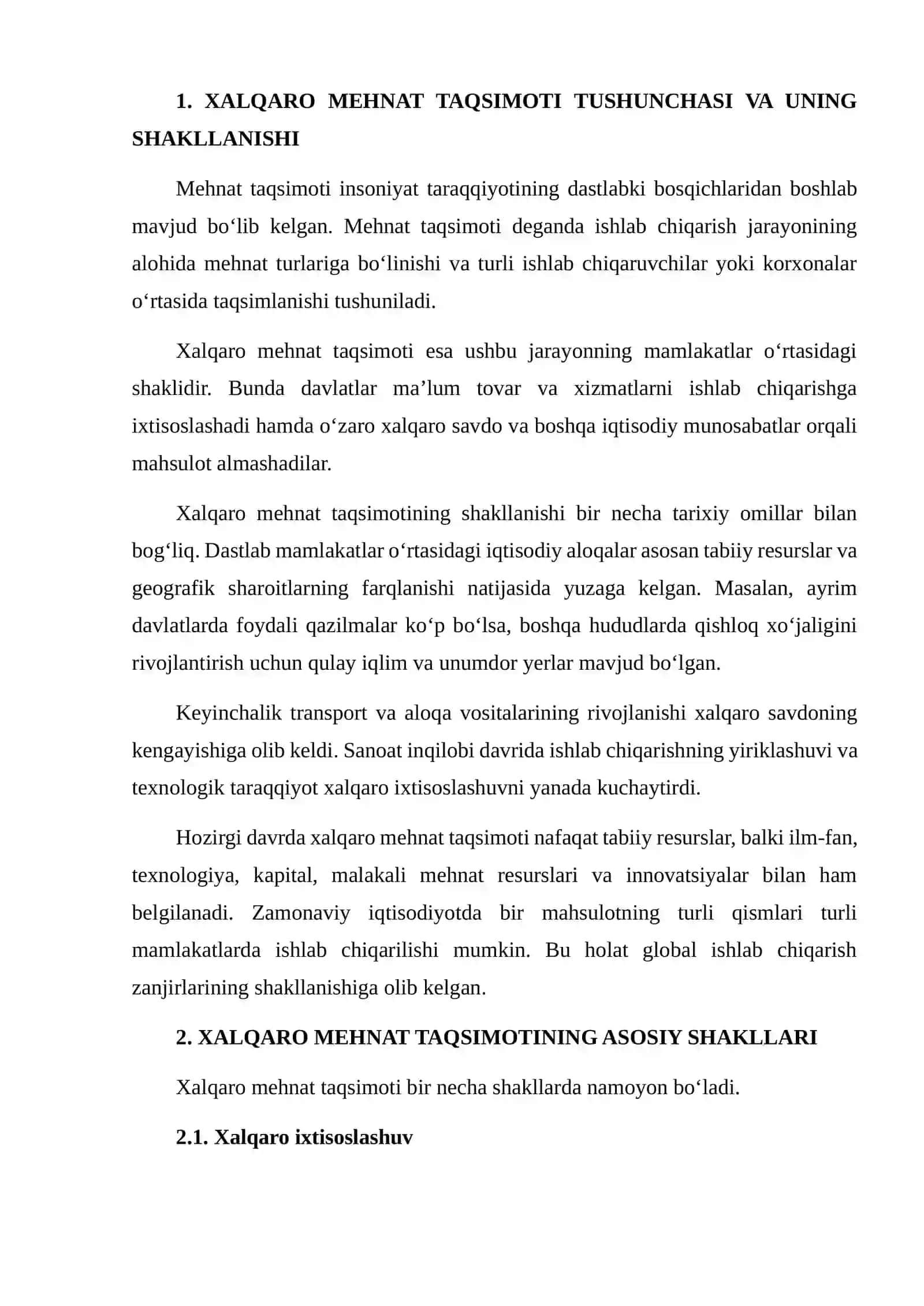 XALQARO MEHNAT TAQSIMOTI VA UNING AFZALLIKLARI 3