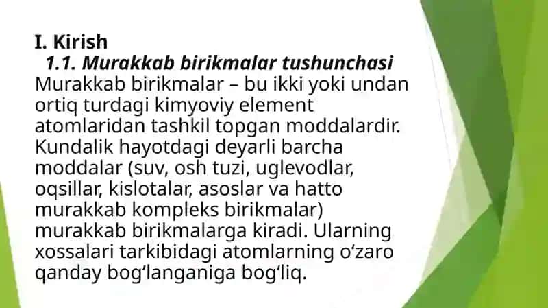 Murakkab birikmalardagi kimyoviy bog’lanish tabiatini tushuntirish 3