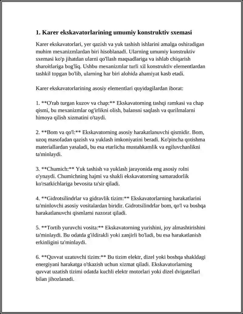 Karer Qazish Yuklash Mashinallarining Konstruktiv Sxemalari 3