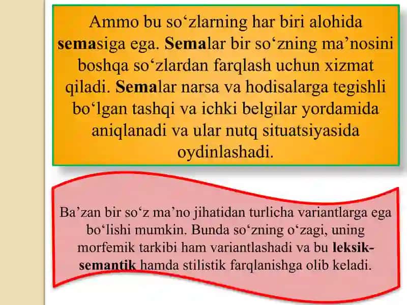 Leksemaning semantik tabiati:Leksema,senema,sema. 3