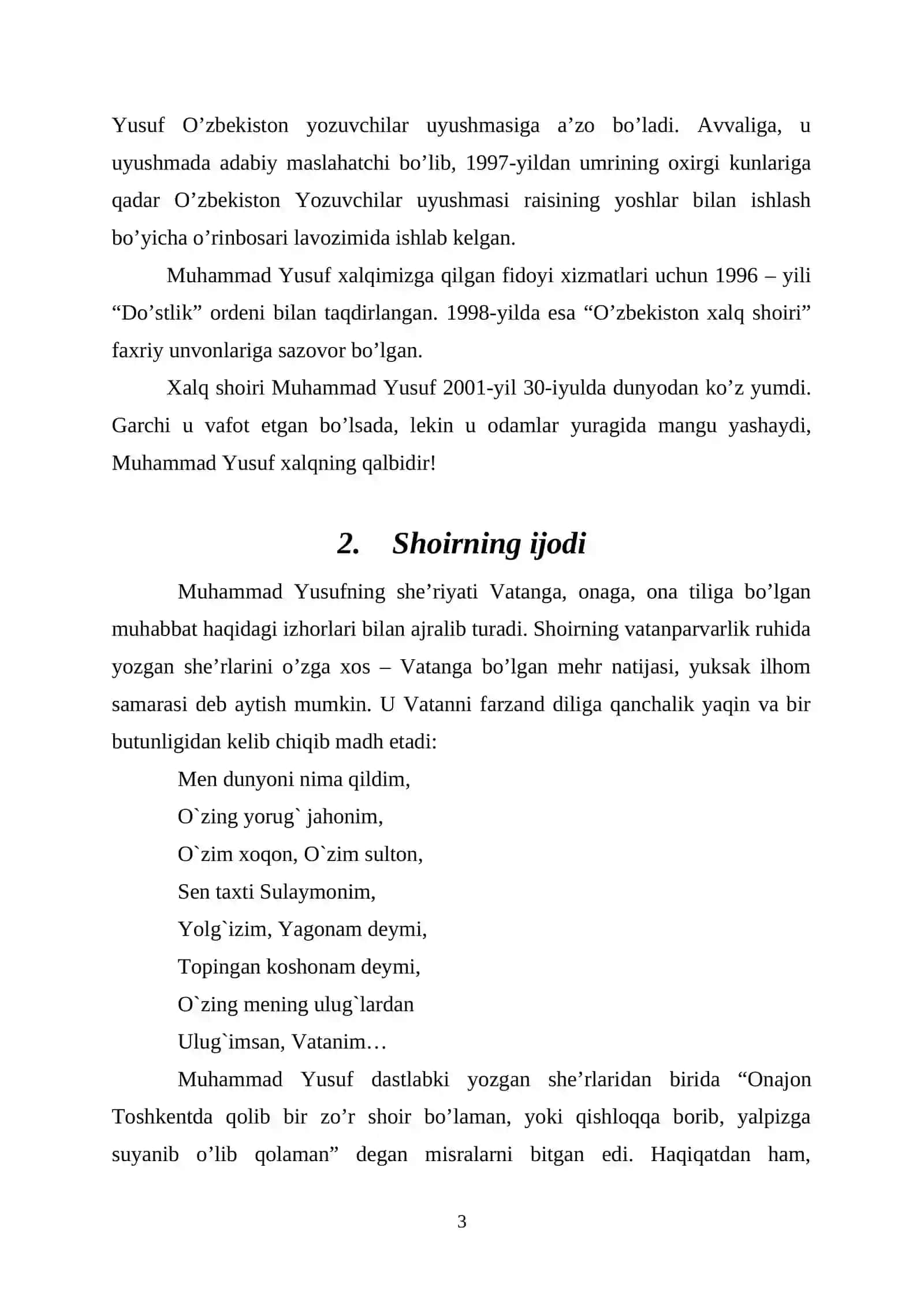 Muhammad Yusuf hayoti va ijodi 3
