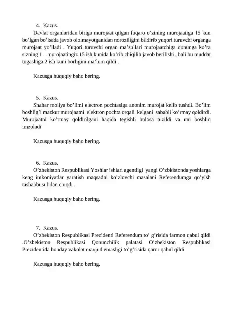 KONSTITUTSIYAVIY HUQUQ MODULIDAN 2023-2024 O'QUV YILI 1-SEMSTER YAKUNIY NAZORAT TOPSHIRIQLARI 3