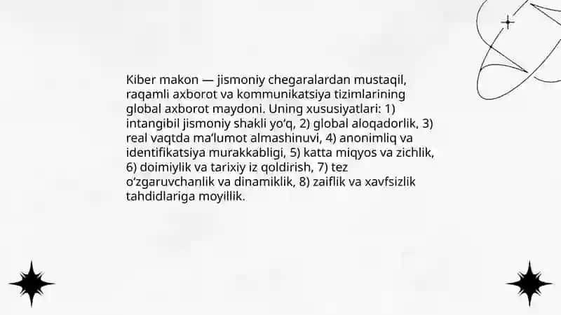 Kiber makon, kiber terrorizm, kiber zo'ravonlik tushunchasi 3