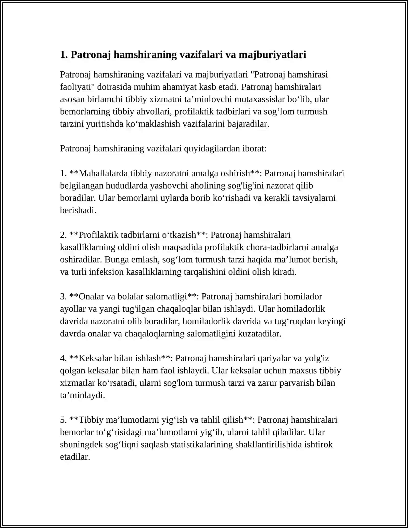 PATRONAJ HAMSHIRASI FAOLIYATI 3
