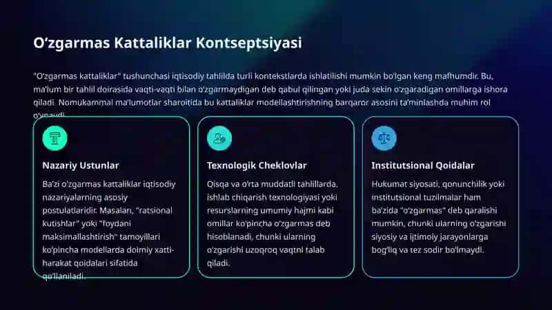 O‘zgarmas Kattaliklar va Nomukammal Ma’lumotlar: Iqtisodiyot Tahlili 3