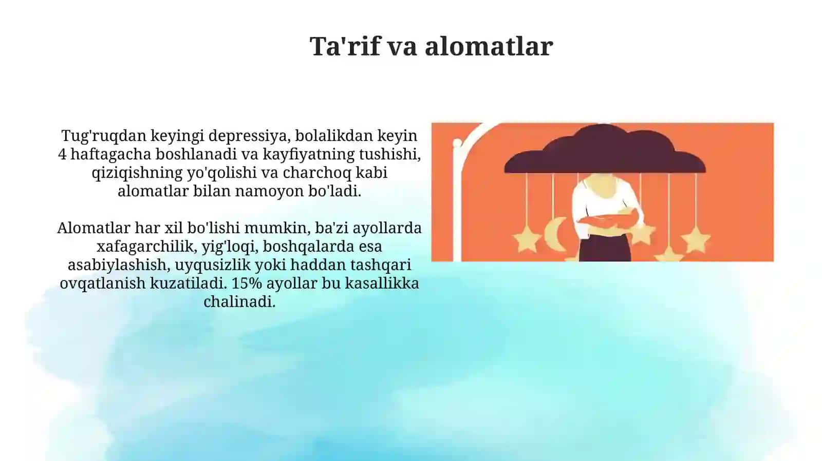 Tug'ruqdan keyingi depressiya: Ta'rif, sabablar va alomatlar 3