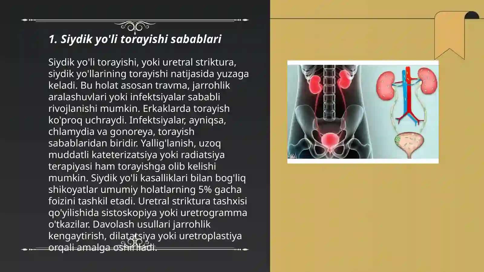 Siydik yo'li nuqsonlari tug'ma torayishi ikkilanishi kaltalishishi gidronefroz va ularda bajariladigan operatsiyalar 3