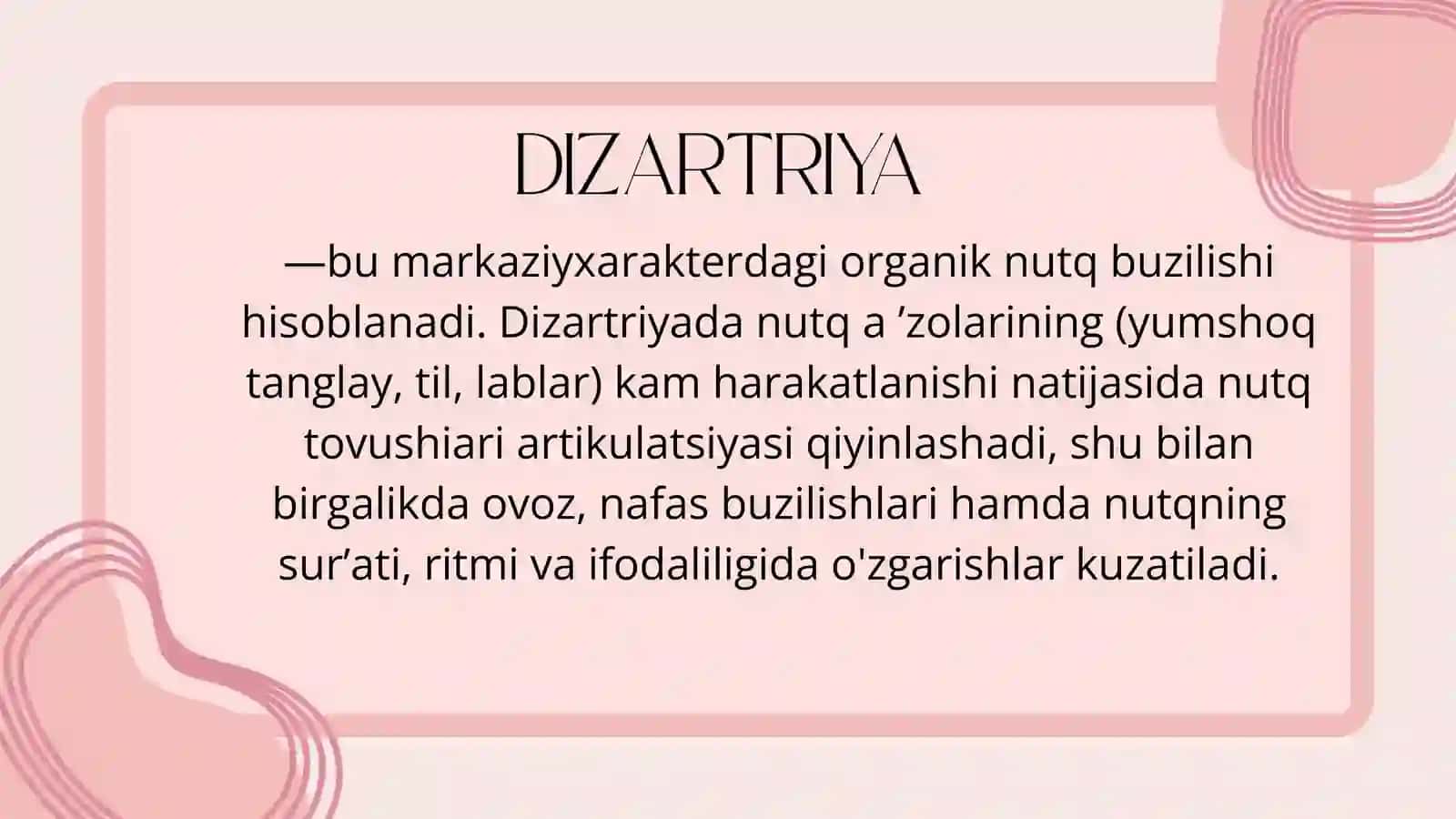 MTT yoshdagi bolalarda nutq buzilishi: dizartriya 3
