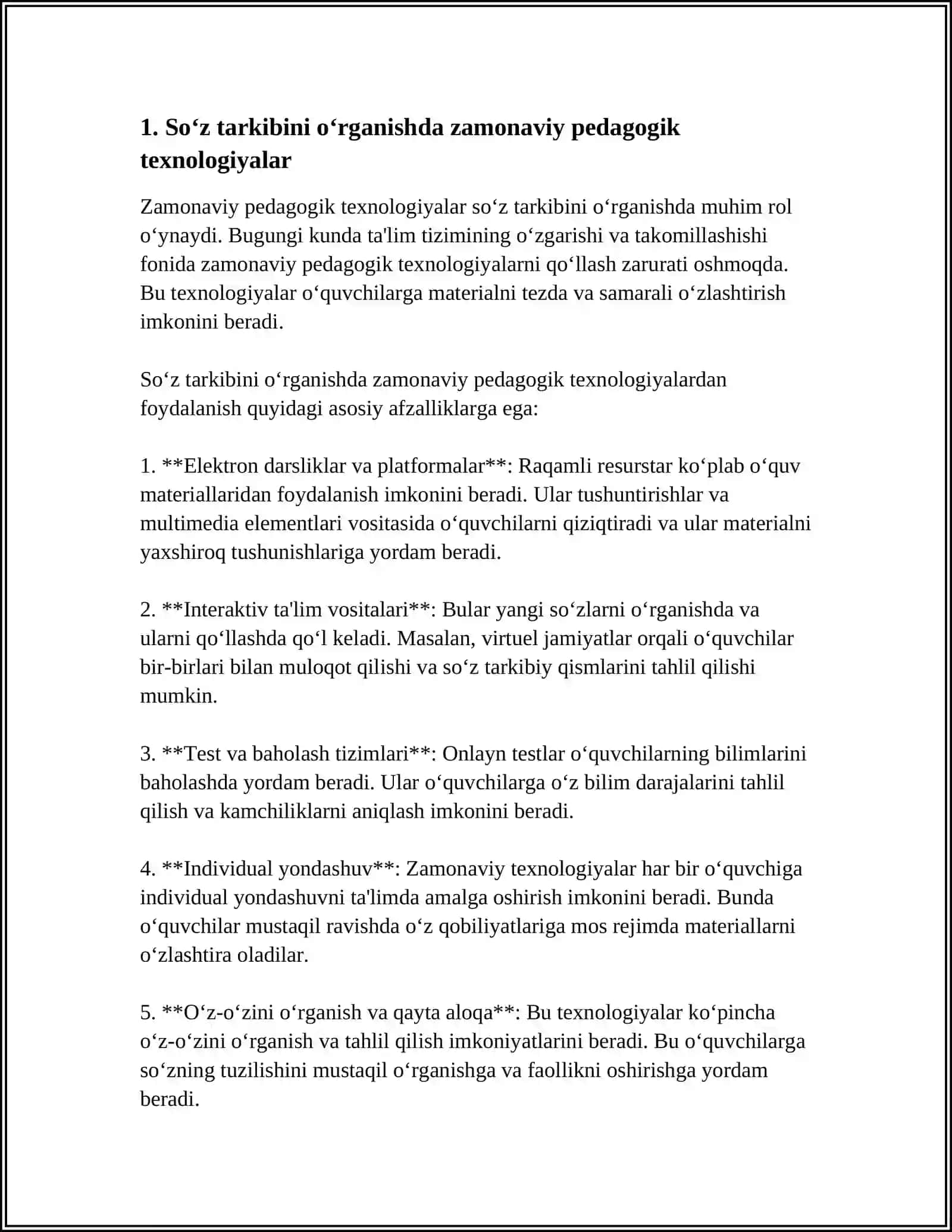 SO‘Z TARKIBINI PEDAGOGIK TEXNOLOGIYALARNI O‘RGANISHDA QO‘LLASH 3