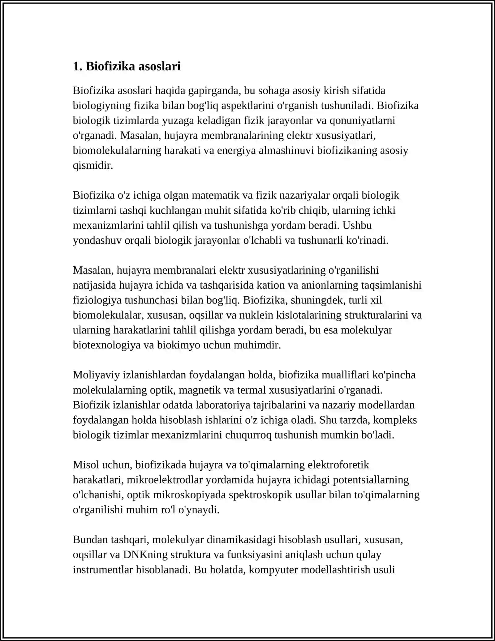 BIOFIZIKA VA TIBBIYOTDA AXBOROT TEXNOLOGIYALARI KAFEDRASIDA OʻQITILADIGAN FANLARDAN TALABALAR MUSTAQIL ISHINI TASHKIL QILISH, BAHOLASH TARTIBI TOʻGʻRISIDA NIZOM 3