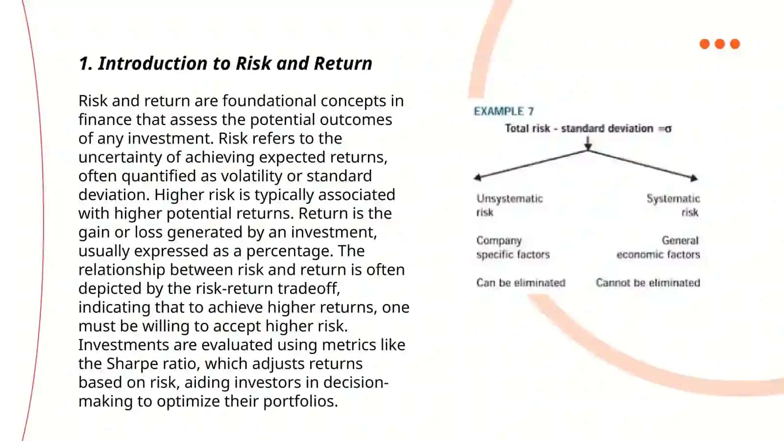 Risk and return of a single financial security 3
