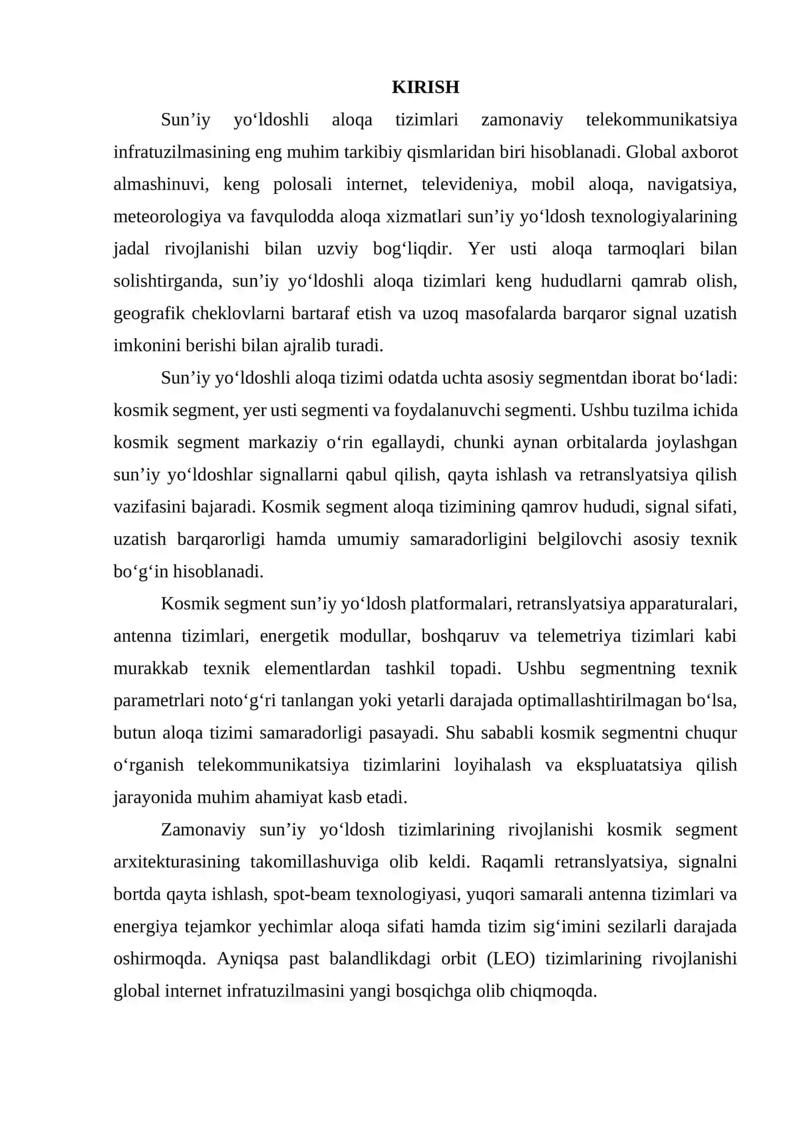 Sunʼiy yoʻldoshli aloqaning kosmik segmenti 3